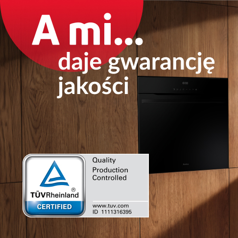 Piekarniki Amica z certyfikatem TÜV Rheinland. Niezależne potwierdzenie jakości i bezpieczeństwa.